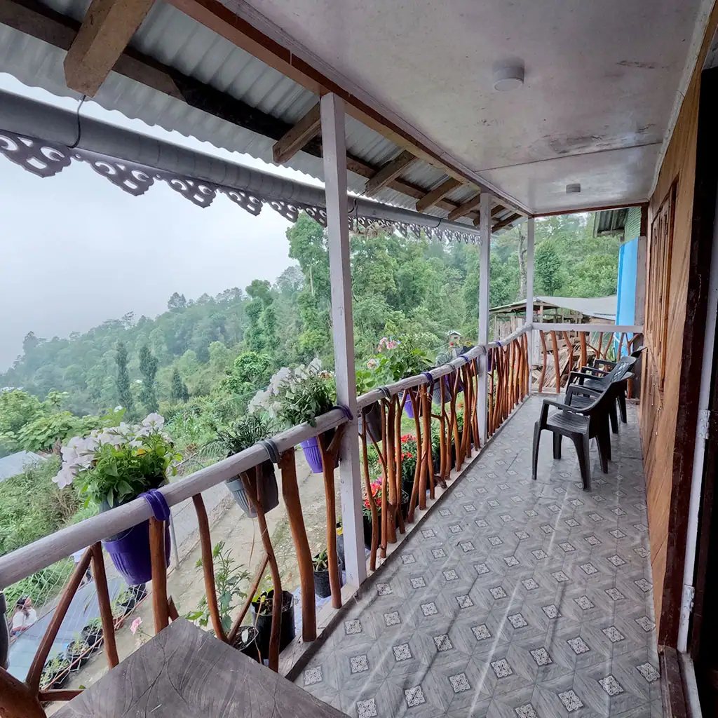 Serene garden view from Fikkalay Harmony Homestay, Kalimpong